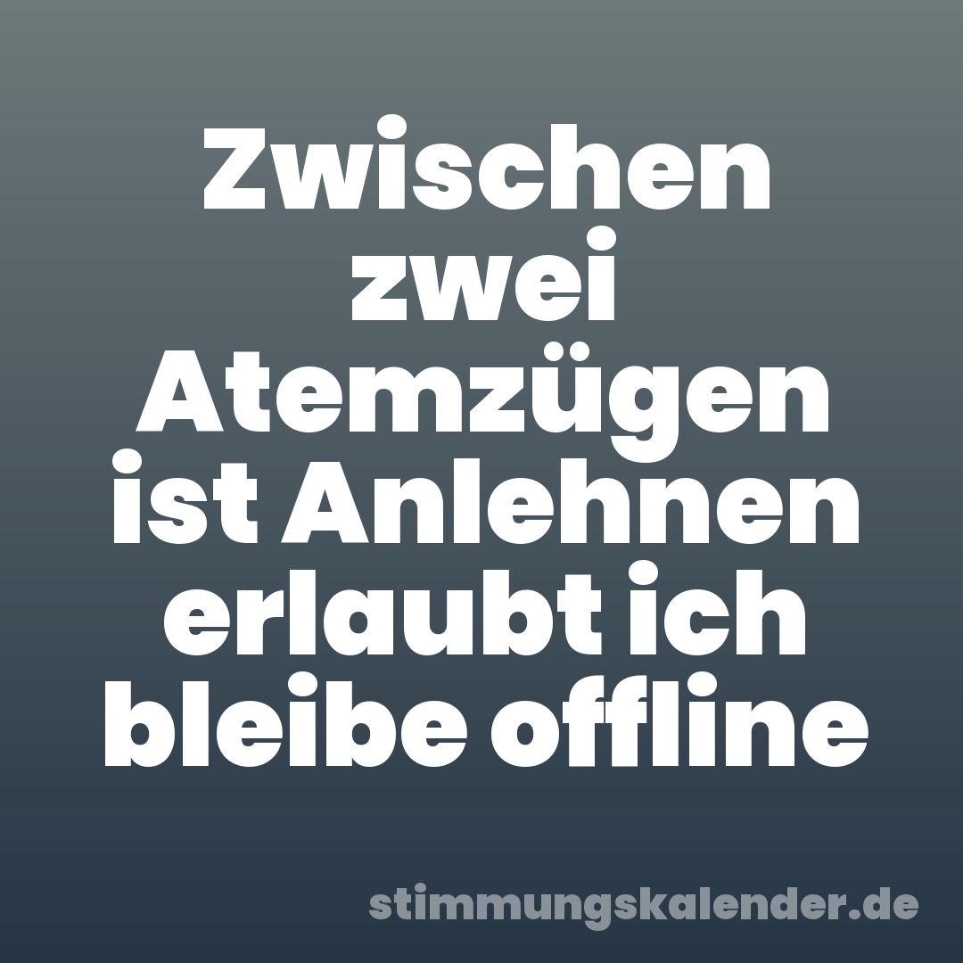 Zwischen zwei Atemzügen ist Anlehnen erlaubt ich bleibe offline