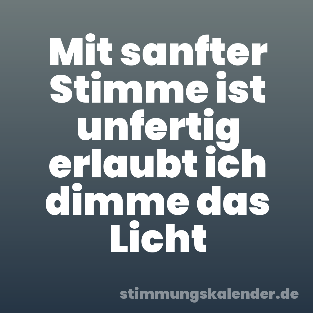 Mit sanfter Stimme ist unfertig erlaubt ich dimme das Licht