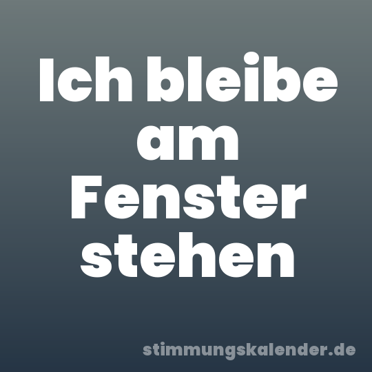 Ich bleibe am Fenster stehen
