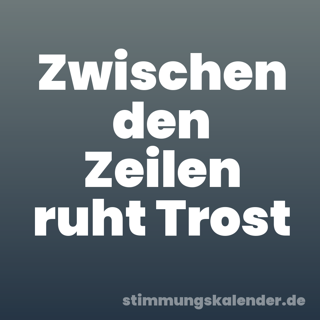 Zwischen den Zeilen ruht Trost