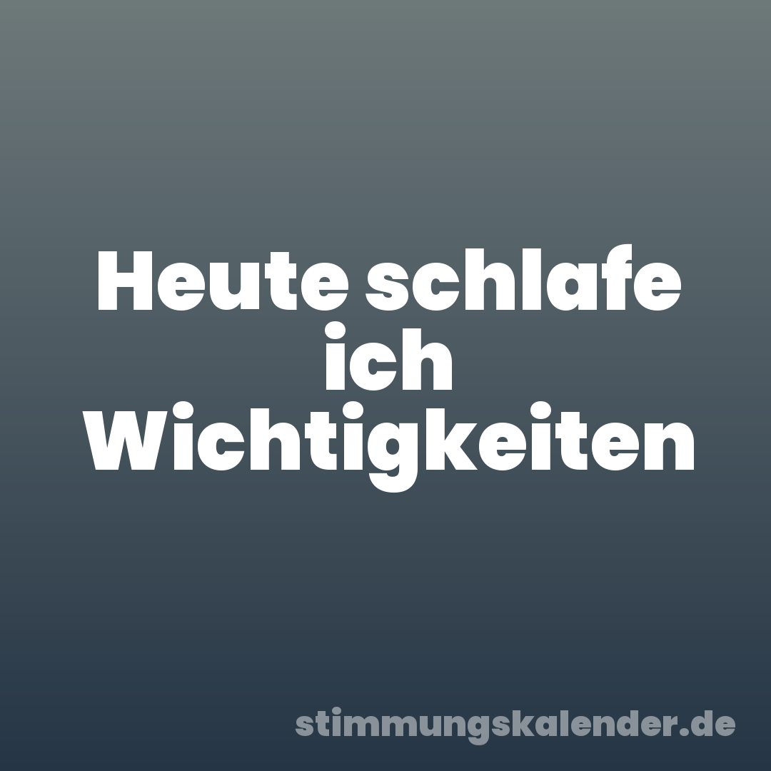 Heute schlafe ich Wichtigkeiten