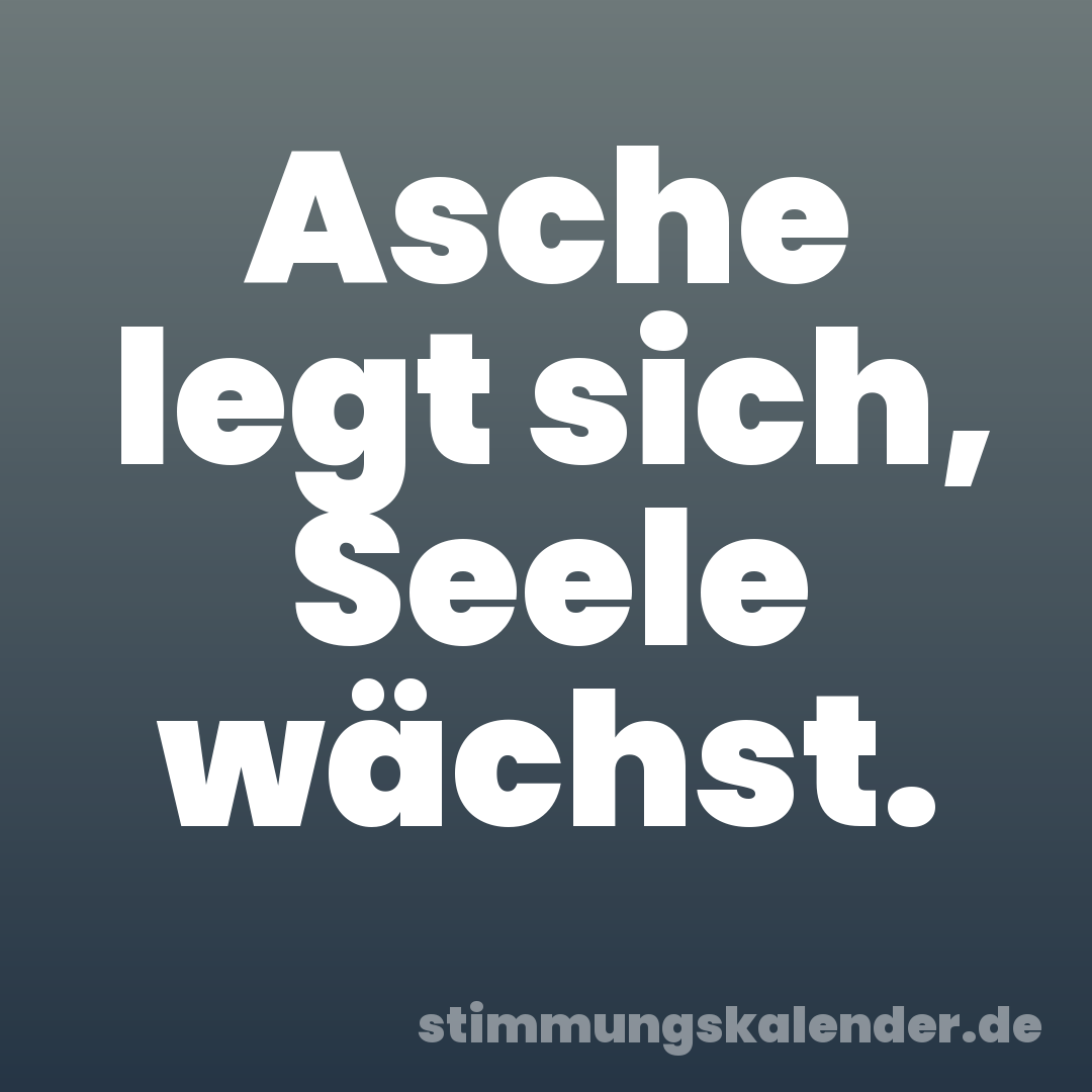 Asche legt sich, Seele wächst.