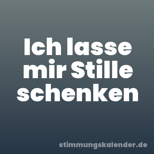 Ich lasse mir Stille schenken