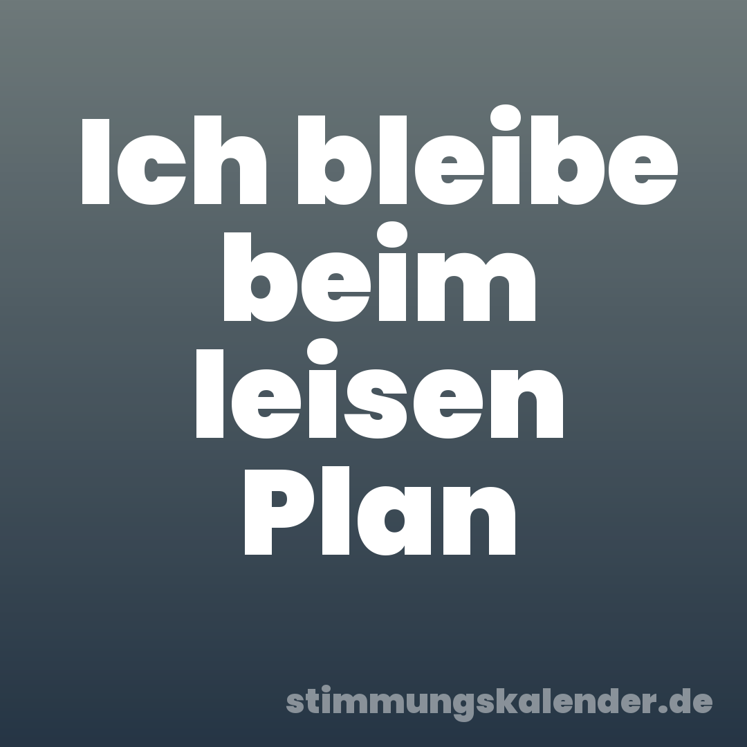 Ich bleibe beim leisen Plan