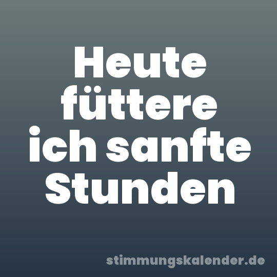 Heute füttere ich sanfte Stunden