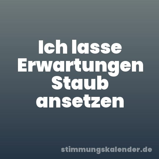 Ich lasse Erwartungen Staub ansetzen