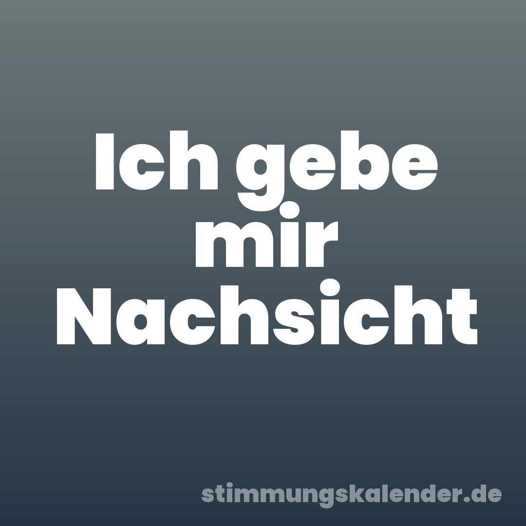 Ich gebe mir Nachsicht