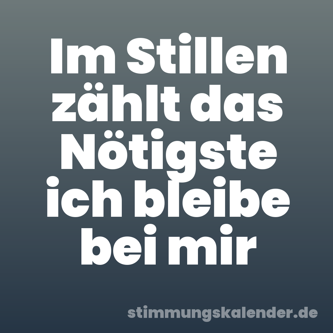 Im Stillen zählt das Nötigste ich bleibe bei mir