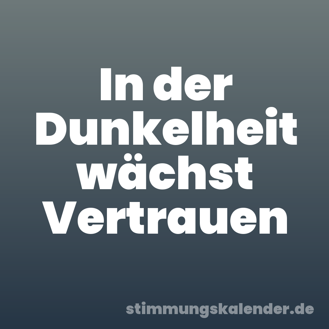 In der Dunkelheit wächst Vertrauen