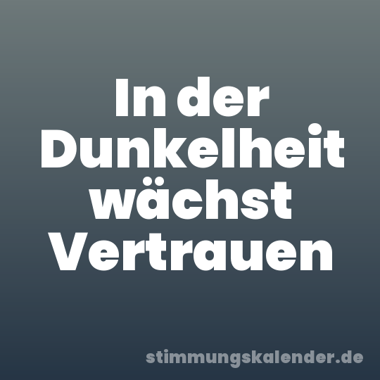 In der Dunkelheit wächst Vertrauen