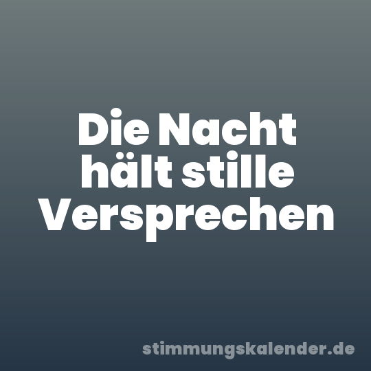 Die Nacht hält stille Versprechen