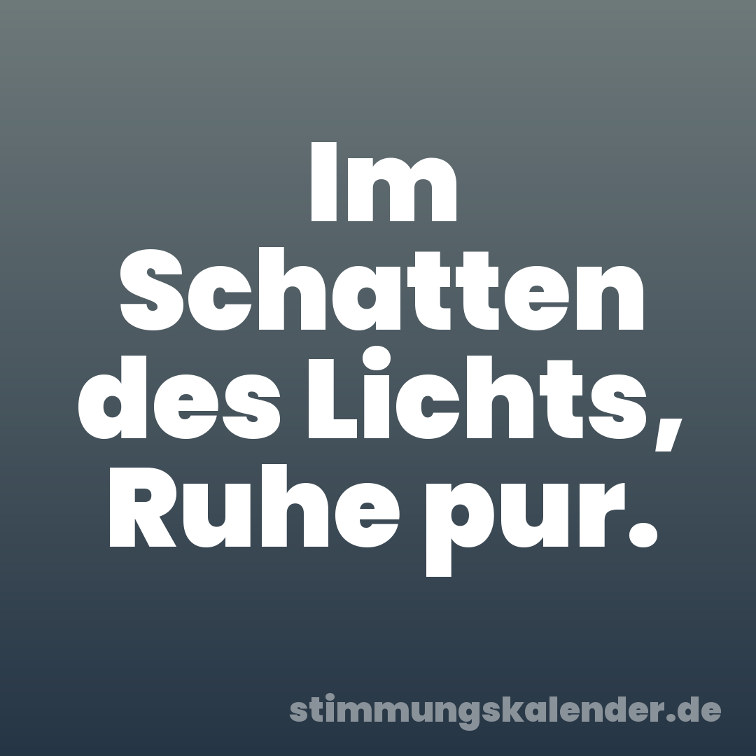 Im Schatten des Lichts, Ruhe pur.