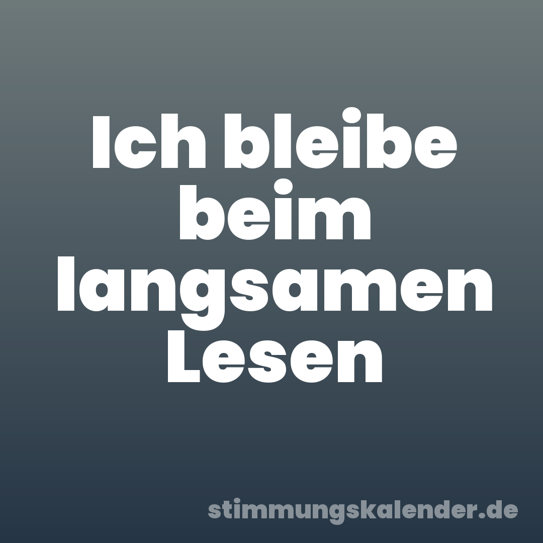 Ich bleibe beim langsamen Lesen