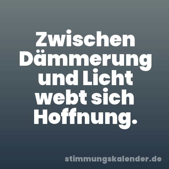 Zwischen Dämmerung und Licht webt sich Hoffnung.