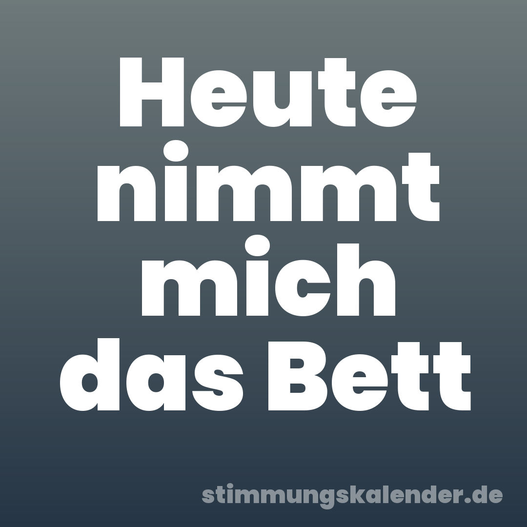 Heute nimmt mich das Bett