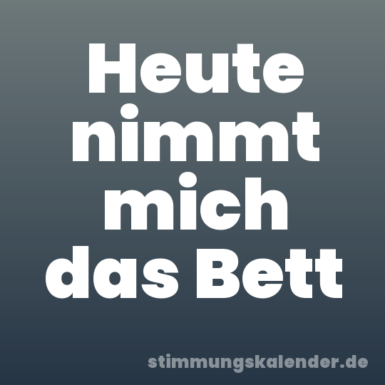Heute nimmt mich das Bett