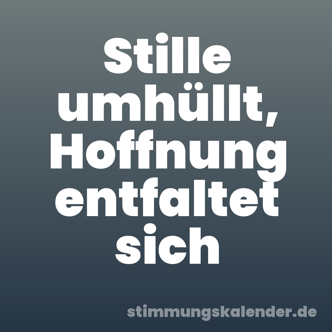 Stille umhüllt, Hoffnung entfaltet sich