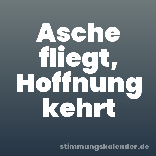 Asche fliegt, Hoffnung kehrt