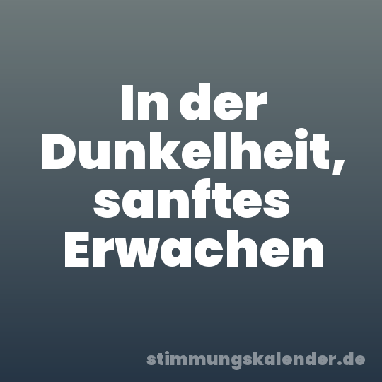 In der Dunkelheit, sanftes Erwachen