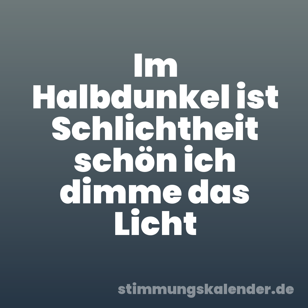Im Halbdunkel ist Schlichtheit schön ich dimme das Licht