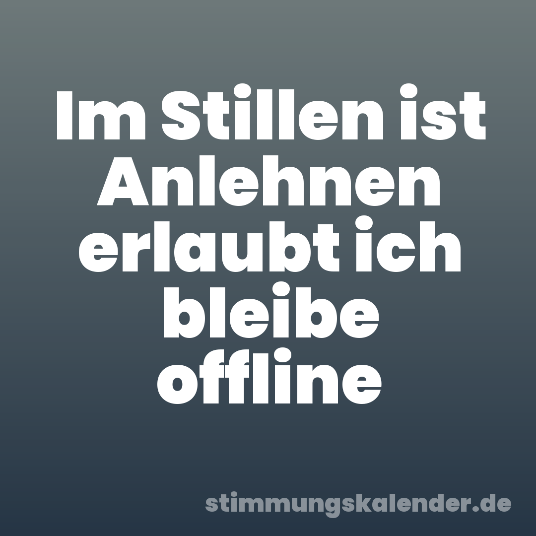 Im Stillen ist Anlehnen erlaubt ich bleibe offline