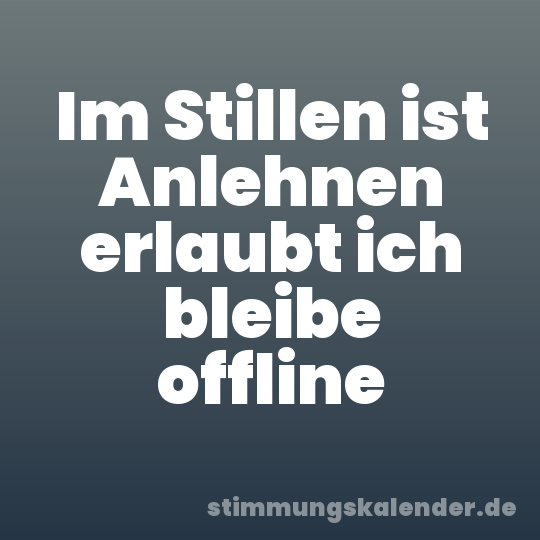 Im Stillen ist Anlehnen erlaubt ich bleibe offline