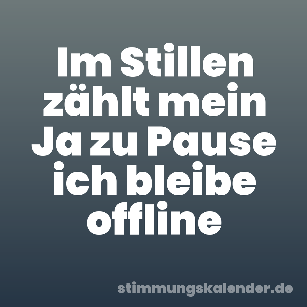 Im Stillen zählt mein Ja zu Pause ich bleibe offline
