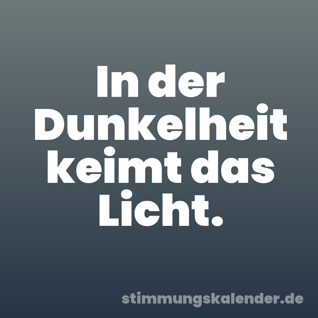 In der Dunkelheit keimt das Licht.
