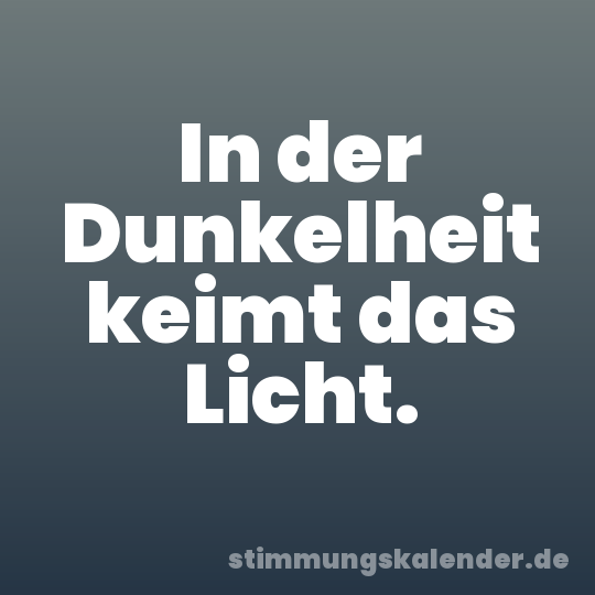 In der Dunkelheit keimt das Licht.