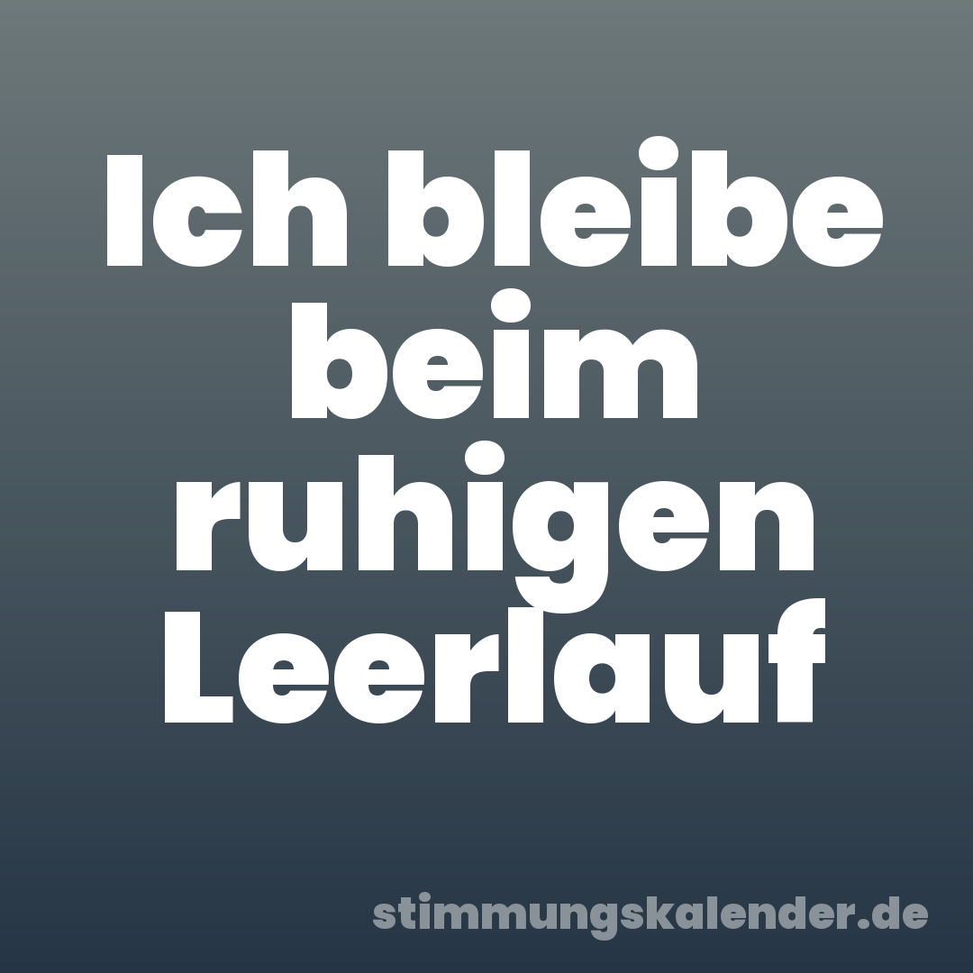 Ich bleibe beim ruhigen Leerlauf