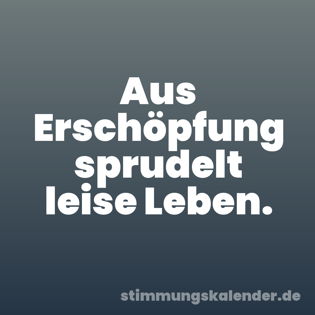 Aus Erschöpfung sprudelt leise Leben.