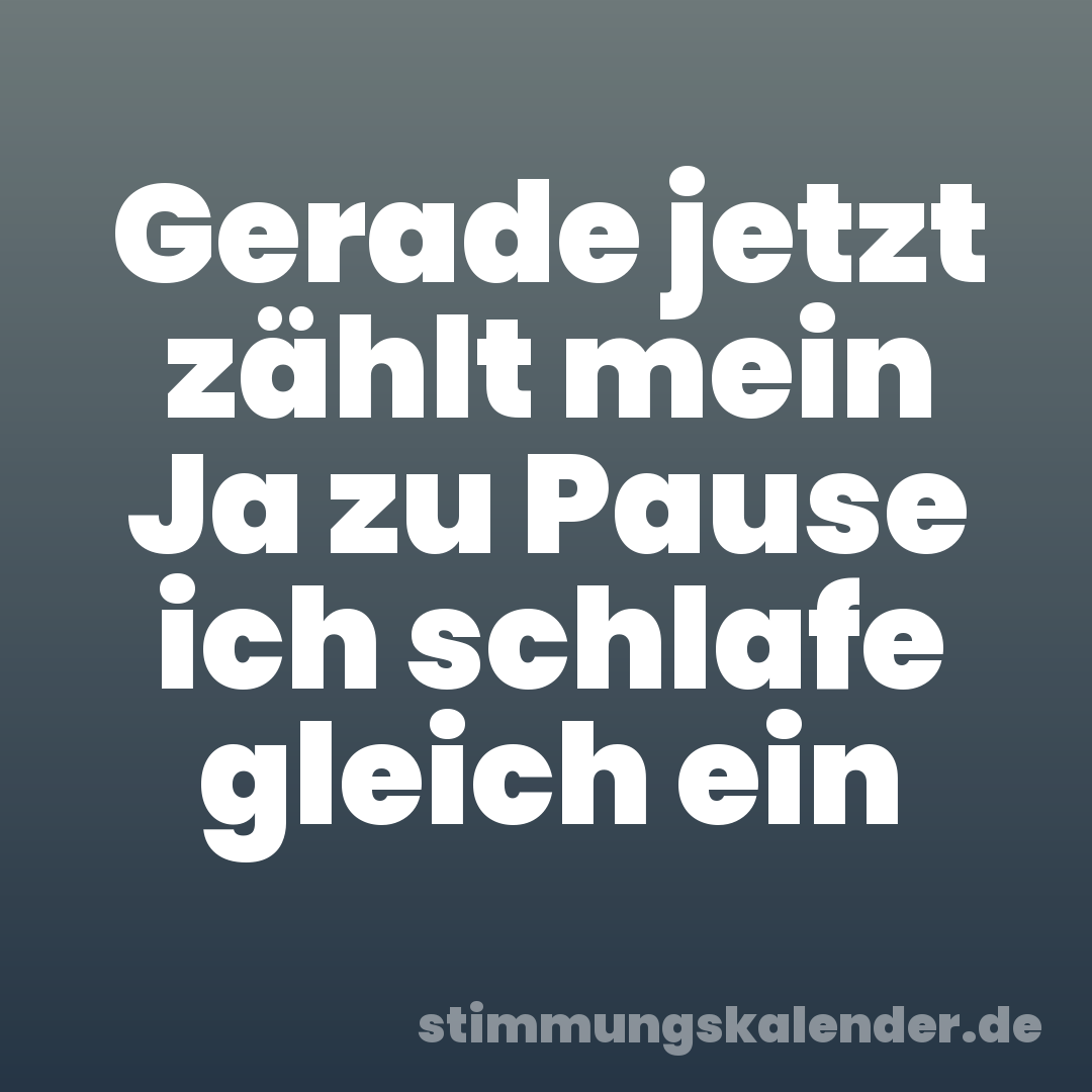 Gerade jetzt zählt mein Ja zu Pause ich schlafe gleich ein