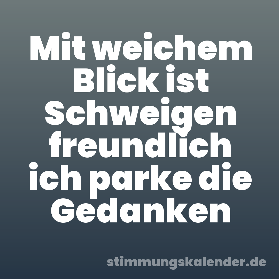 Mit weichem Blick ist Schweigen freundlich ich parke die Gedanken