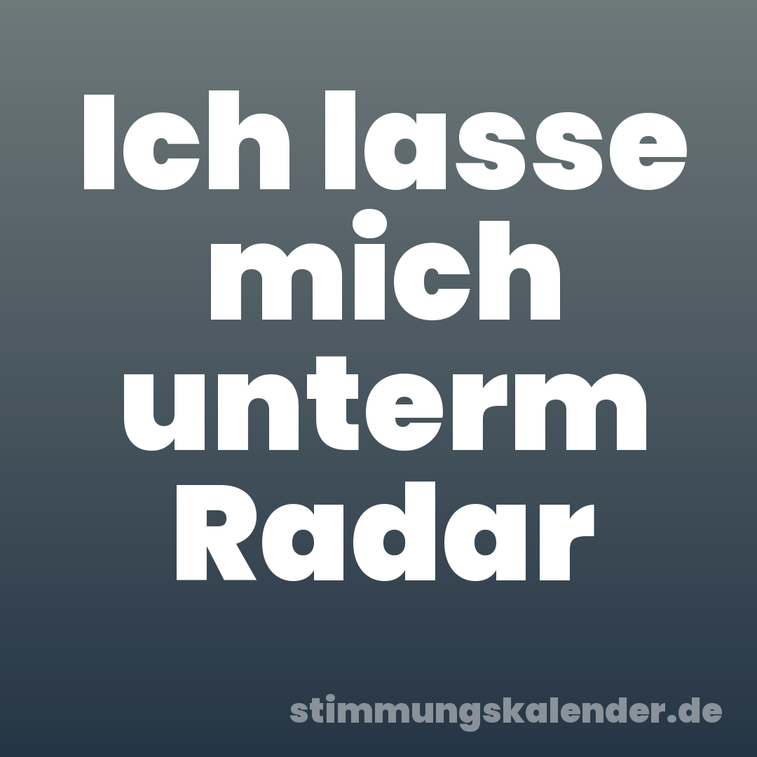 Ich lasse mich unterm Radar