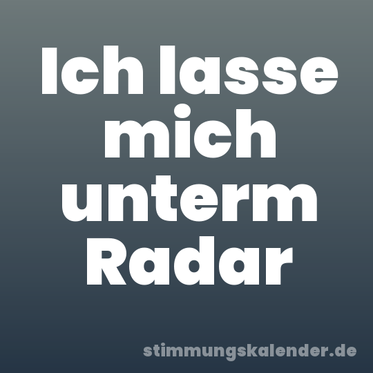 Ich lasse mich unterm Radar