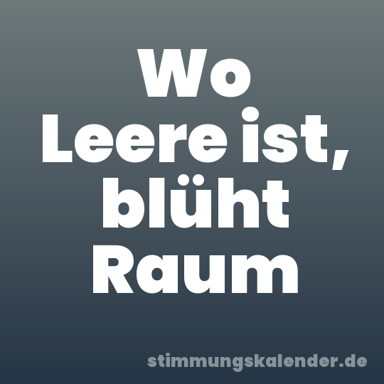 Wo Leere ist, blüht Raum