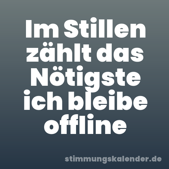 Im Stillen zählt das Nötigste ich bleibe offline
