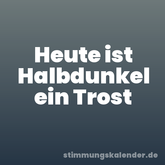 Heute ist Halbdunkel ein Trost