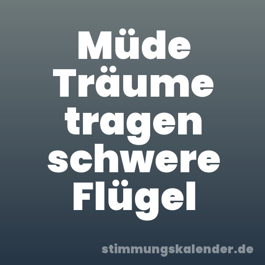 Müde Träume tragen schwere Flügel