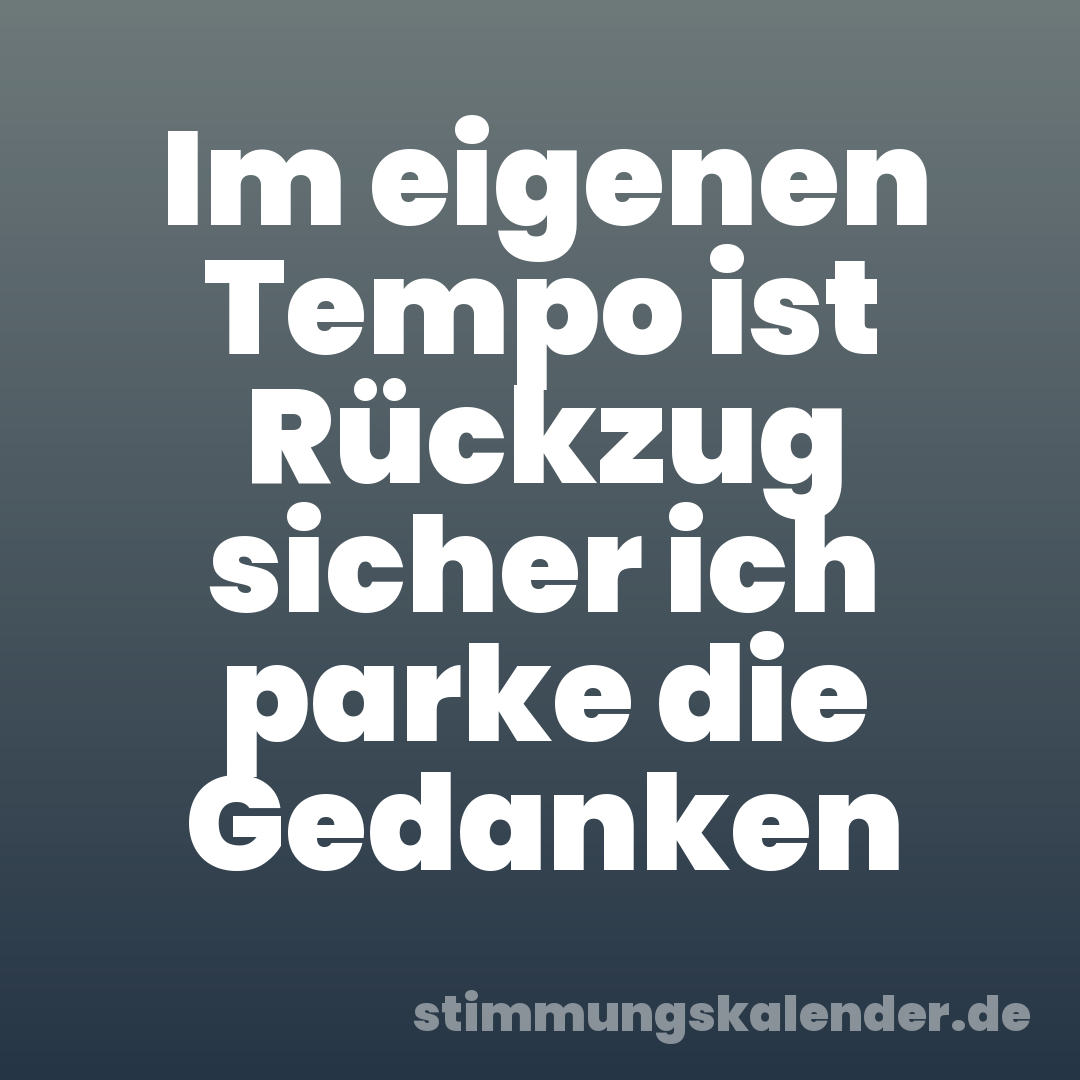 Im eigenen Tempo ist Rückzug sicher ich parke die Gedanken