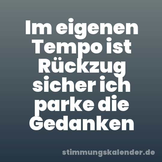 Im eigenen Tempo ist Rückzug sicher ich parke die Gedanken