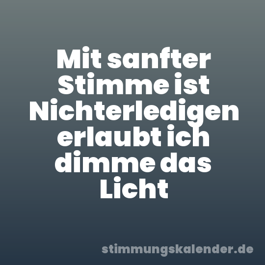 Mit sanfter Stimme ist Nichterledigen erlaubt ich dimme das Licht