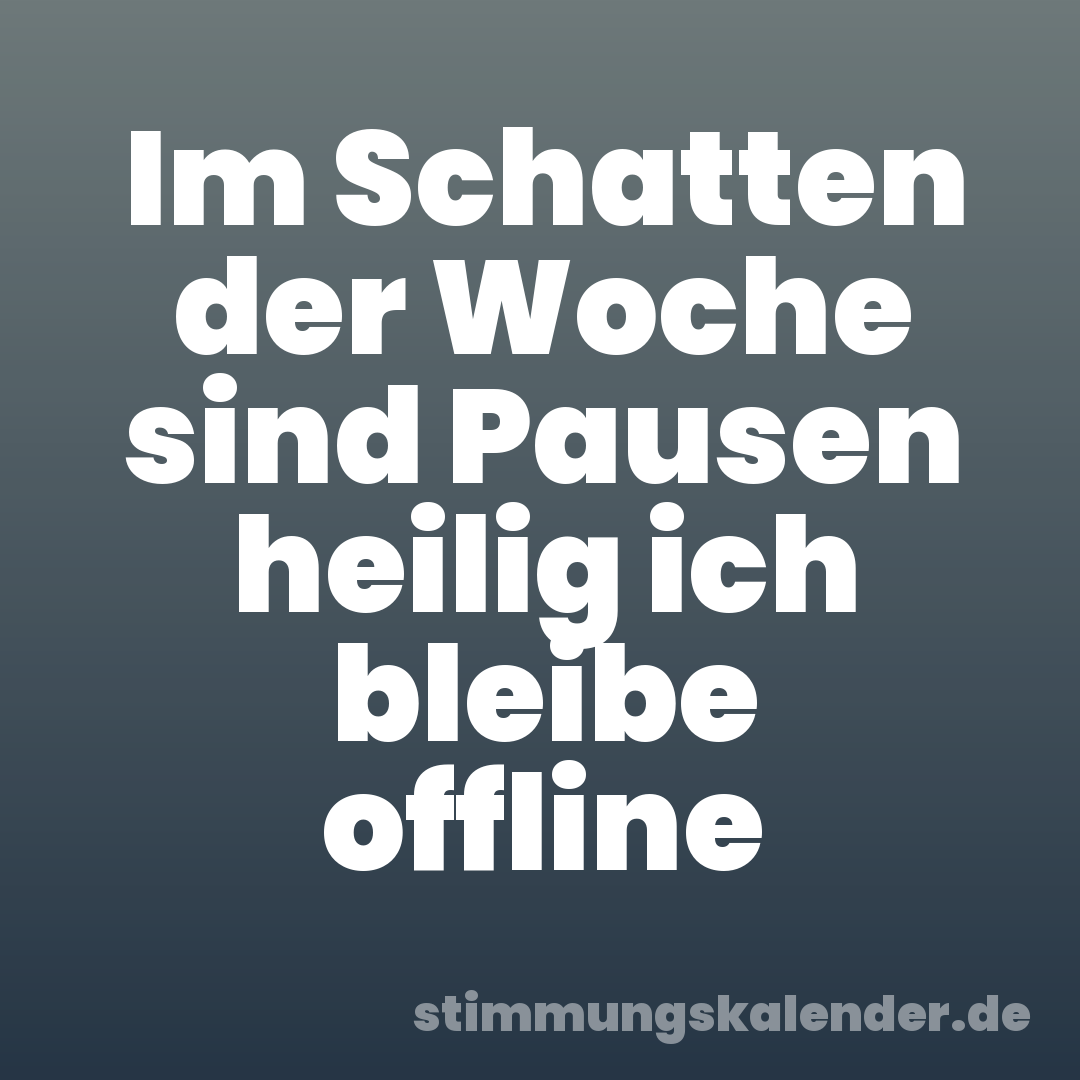 Im Schatten der Woche sind Pausen heilig ich bleibe offline