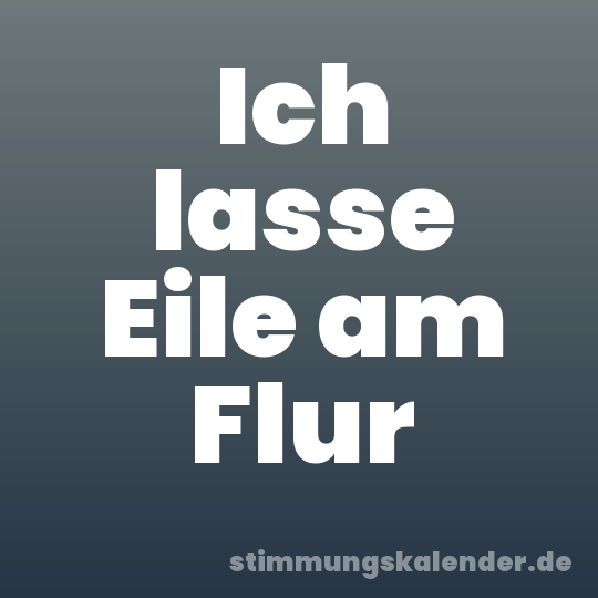 Ich lasse Eile am Flur