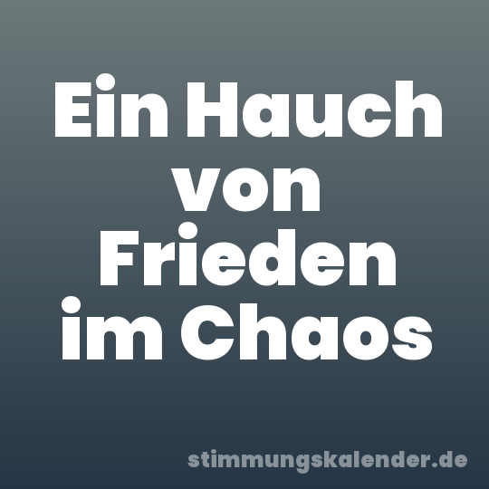 Ein Hauch von Frieden im Chaos