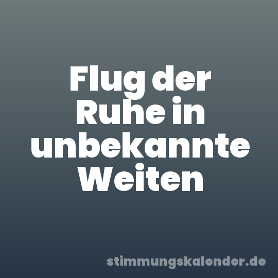 Flug der Ruhe in unbekannte Weiten
