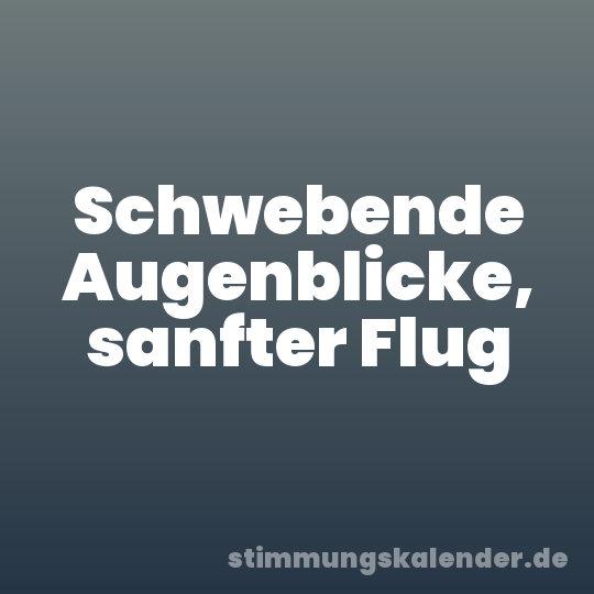 Schwebende Augenblicke, sanfter Flug