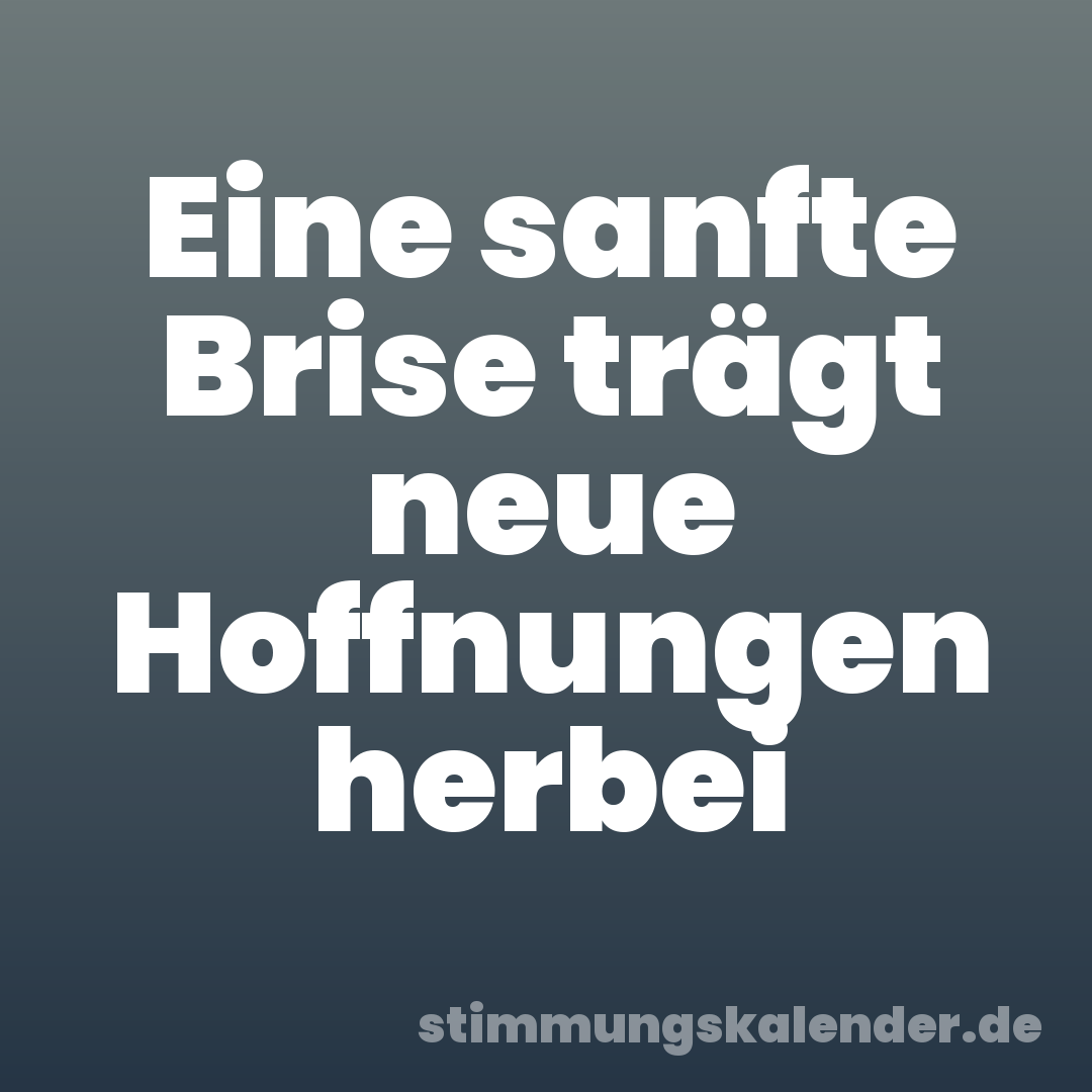 Eine sanfte Brise trägt neue Hoffnungen herbei