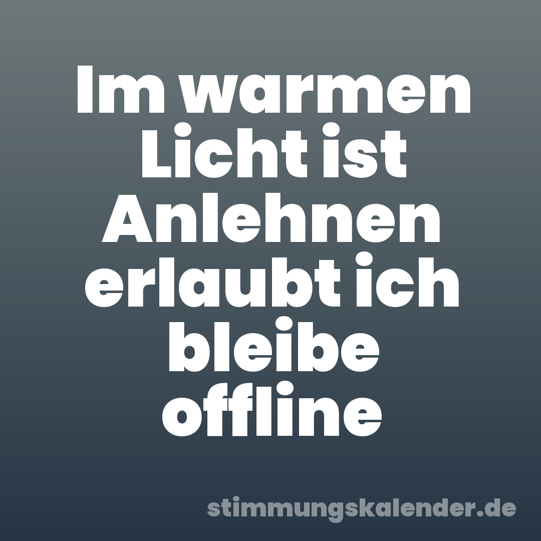 Im warmen Licht ist Anlehnen erlaubt ich bleibe offline