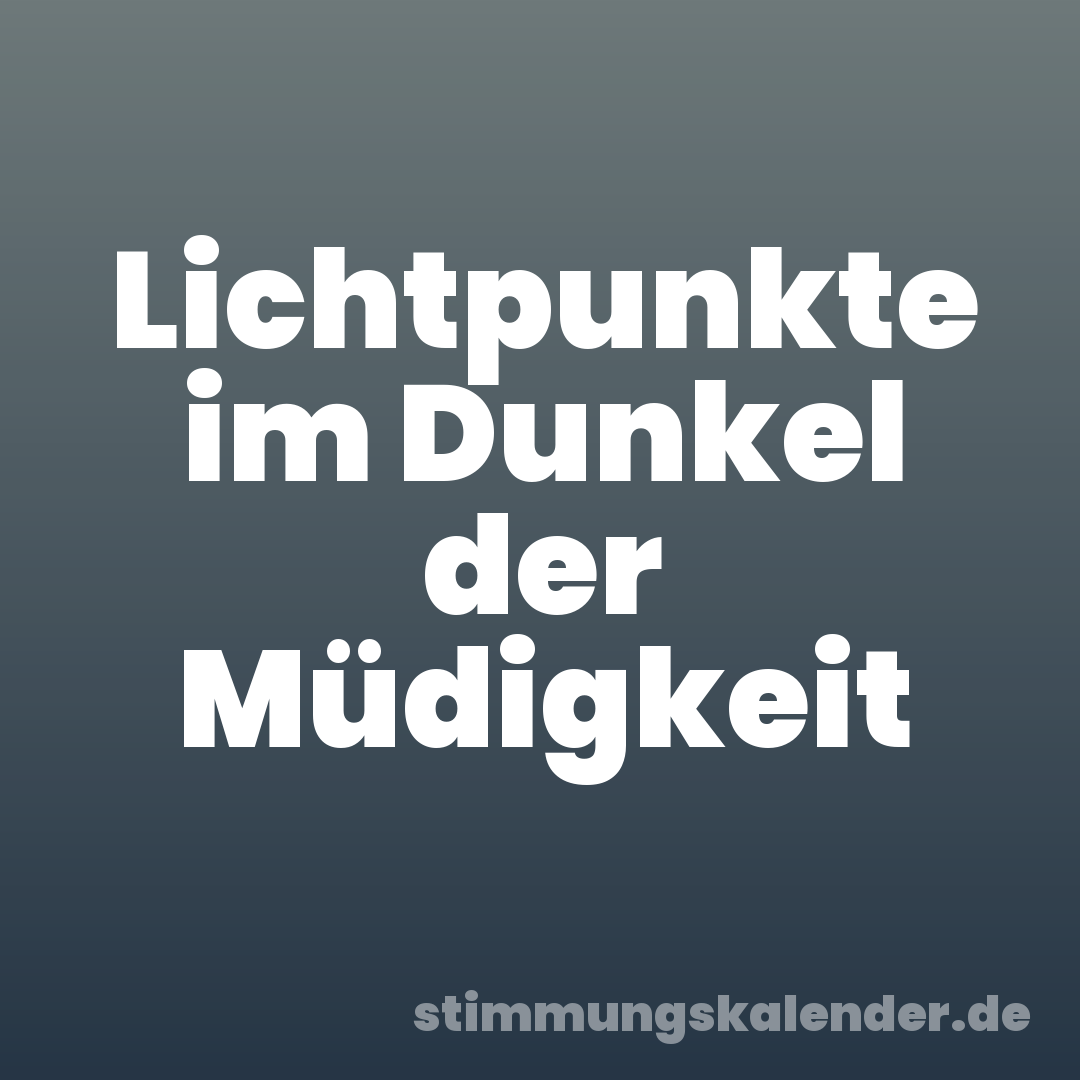 Lichtpunkte im Dunkel der Müdigkeit